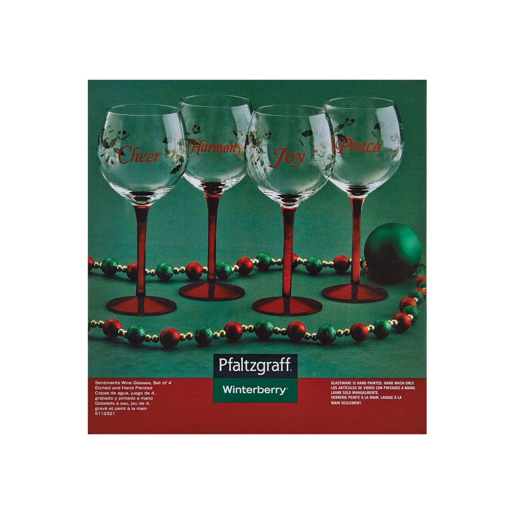 Pfaltzgraff Winterberry Wine Glasses with Sentiments, Set of 4