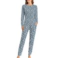 thumbnail image 1 of Pijamas navideños para mujer, ropa de dormir con estampado de notas musicales doradas, elegante, holgada, de gran tamaño, regalo de cumpleaños, 2 piezas, 1 of 4