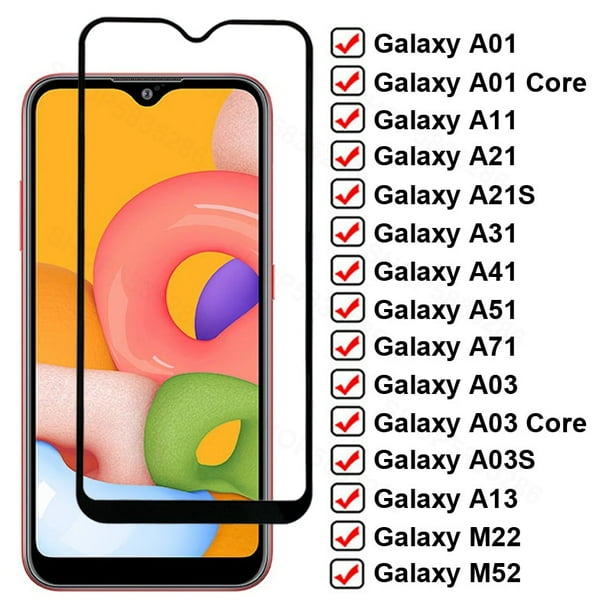 9D cubierta completa de vidrio templado para Samsung Galaxy A01 A03 Core A13 M22 M52 Protector de pantalla A11 A21 A31 A41 A51 A71 Glas Film Case Tan Jianjun unisex