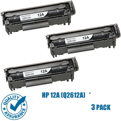 Printer Pro™ 3 Pack HP 12A (Q2612) Cartouche de Toner noir-HP 12A (Q2612) Imprimante LaserJet 1018 1020 1022 3015 3030 3050 3052 3055 M1319