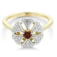 thumbnail image 2 of Gem Stone King 18K Yellow Gold Plated Silver Red Garnet and I Diamond Engagement Ring for Women | 0.12 Cttw | Round 3MM | Gemstone January Birthstone | Size 8, 2 of 2
