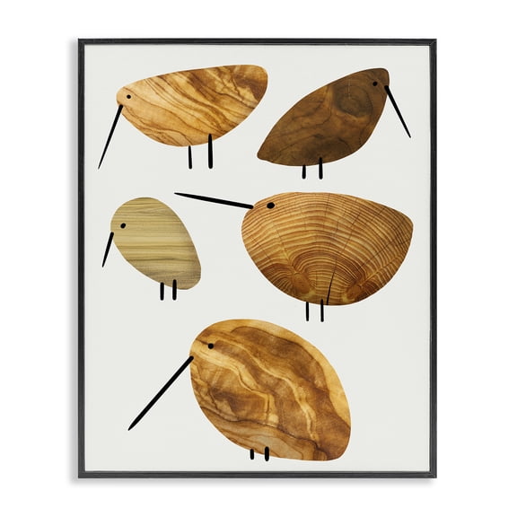 Stupell Industries Modern Cute Tree Patterned Birds Rustic Black Framed Giclee Art, 11 x 14, by Lil' Rue