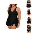 thumbnail image 1 of Maillots de Bain pour Femmes Tankini Grande Taille Col en V Profond Amincissant Contrôle du Ventre Robe de Bain avec Bas 2 Pcs, 1 of 9