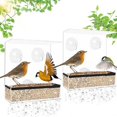thumbnail image 1 of Bird Feeder for Windows, 2 Pcs Acrylic Outdoor Window Bird Feeder with 6 Suction Cups, Transparent with Removable Tray Bird Feeder for Sparrows, Wild Birds, 1 of 5