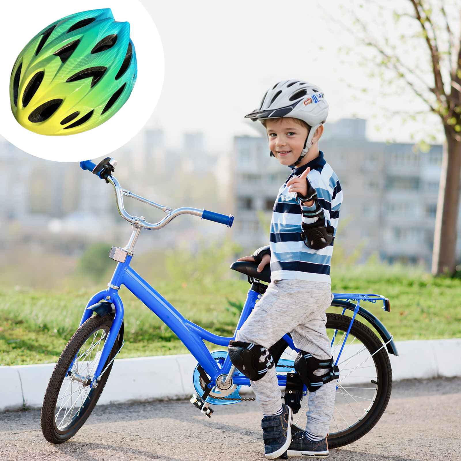 SiaBiced helmet for children Children's helmet Suitable for children 3-10 Green