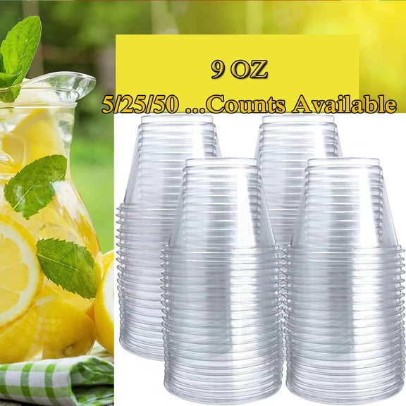 Plastic Cups 9 Oz Plastic Cups Old Fashioned Tumblers Plastic Cups for Party Decorations Disposable Clear Plastic Cups for Wedding Cups Elegant Party Cups