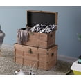 thumbnail image 2 of Wooden Rectangular Lined Rustic Storage Trunk with Latc, 2 of 10