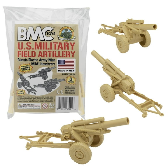 BMC Classic Marx Military Howitzers - Tan 3pc Plastic Army Men Field Artillery