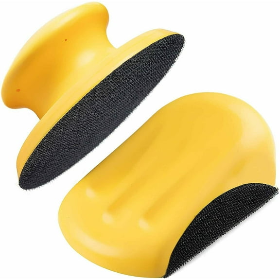 2PCS 5-Inch Mouse and Round Foam Hand Sanding Blocks with Hook and Loop Disc Backing Pads