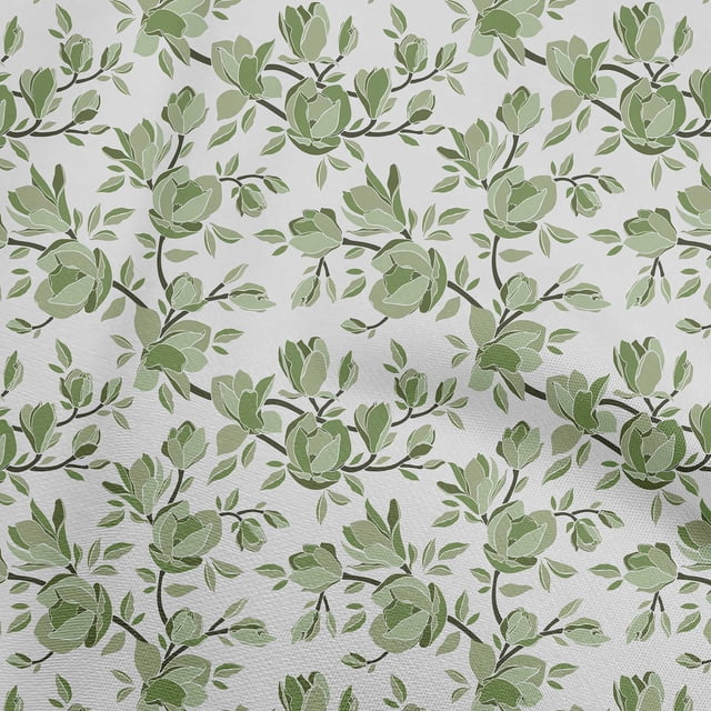oneOone Georgette Viscose Light Green Fabric Florals Fabric For Sewing Printed Craft Fabric By The Yard 42 Inch Wide