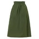 thumbnail image 1 of Falda de algodón de cintura elástica Allegra K vintage campesina para mujer ejercito verde XS, 1 of 5