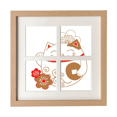 thumbnail image 1 of Japan Lucky Fortune Cat Flower Copper Frame Wall Tabletop Display 4 Openings Picture, 1 of 3
