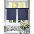 thumbnail image 5 of Sheer Curtain Panels Solid Blue Color Rod Pocket Voile Window Curtains Dark Blue Window Treatments Ligh Filtering Privacy Curtain Drapes for Bedroom Living Room 2 Panel Set 54 Inch Length, 5 of 9