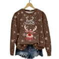 thumbnail image 3 of larppty Women Ugly Christmas Sweatshirt Long Sleeve Shirts O-neck Pullover Coffee, XXL, 3 of 7
