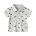 thumbnail image 2 of HAOTAGS Toddler Boys Shirts Short Sleeve Lapel Button Down Tops, Summer Graphic Print Shirts Gray 5 T, 2 of 7