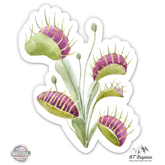 Flytrap Plant - 5" Vinyl Sticker - For Car Laptop I-Pad - Waterproof Decal
