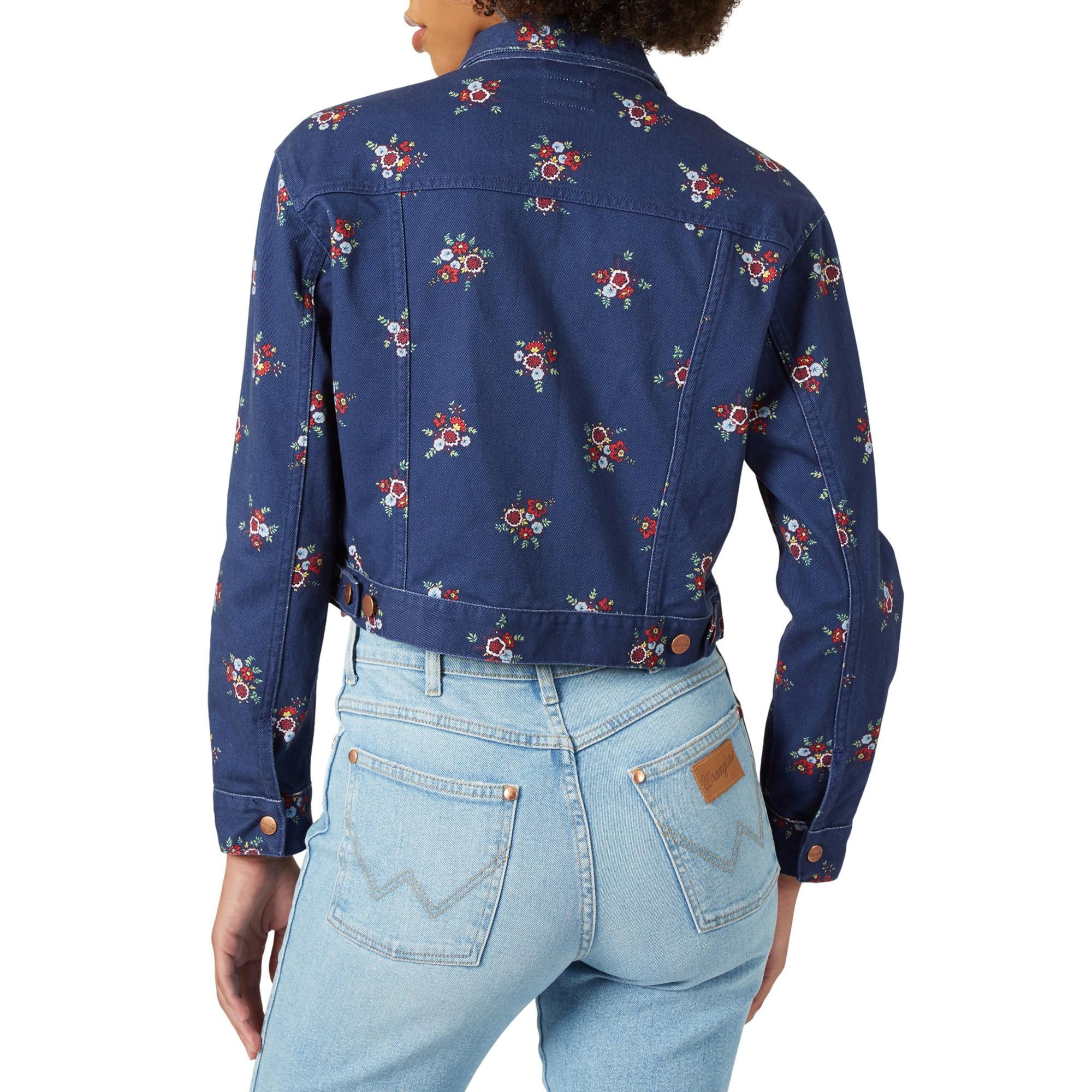 Retro Vare Repurposed Blue Denim Cropped Jean Jacket Women Size L