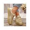thumbnail image 4 of Stylish Women’s Low Top Canvas Sneakers Gold Walking Casual Comfortable Daily Wear Round Toe Flat Bottom, 4 of 6