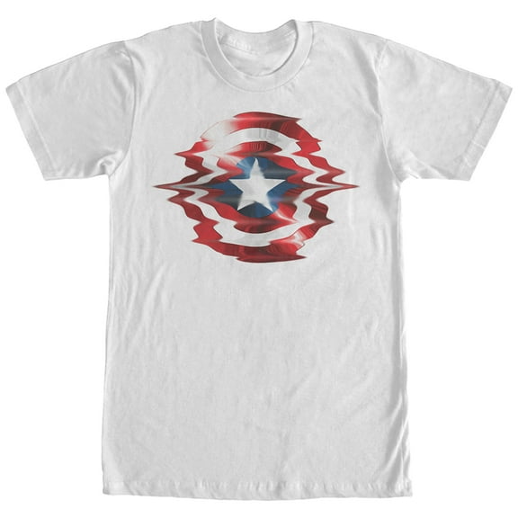 Men's Marvel Captain America Shield Glitch  Graphic Tee White Large