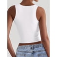 thumbnail image 4 of Women'S Square Neck Sleeveless Double-Layer Tank Tops Basic Tight T Shirts White S, 4 of 7
