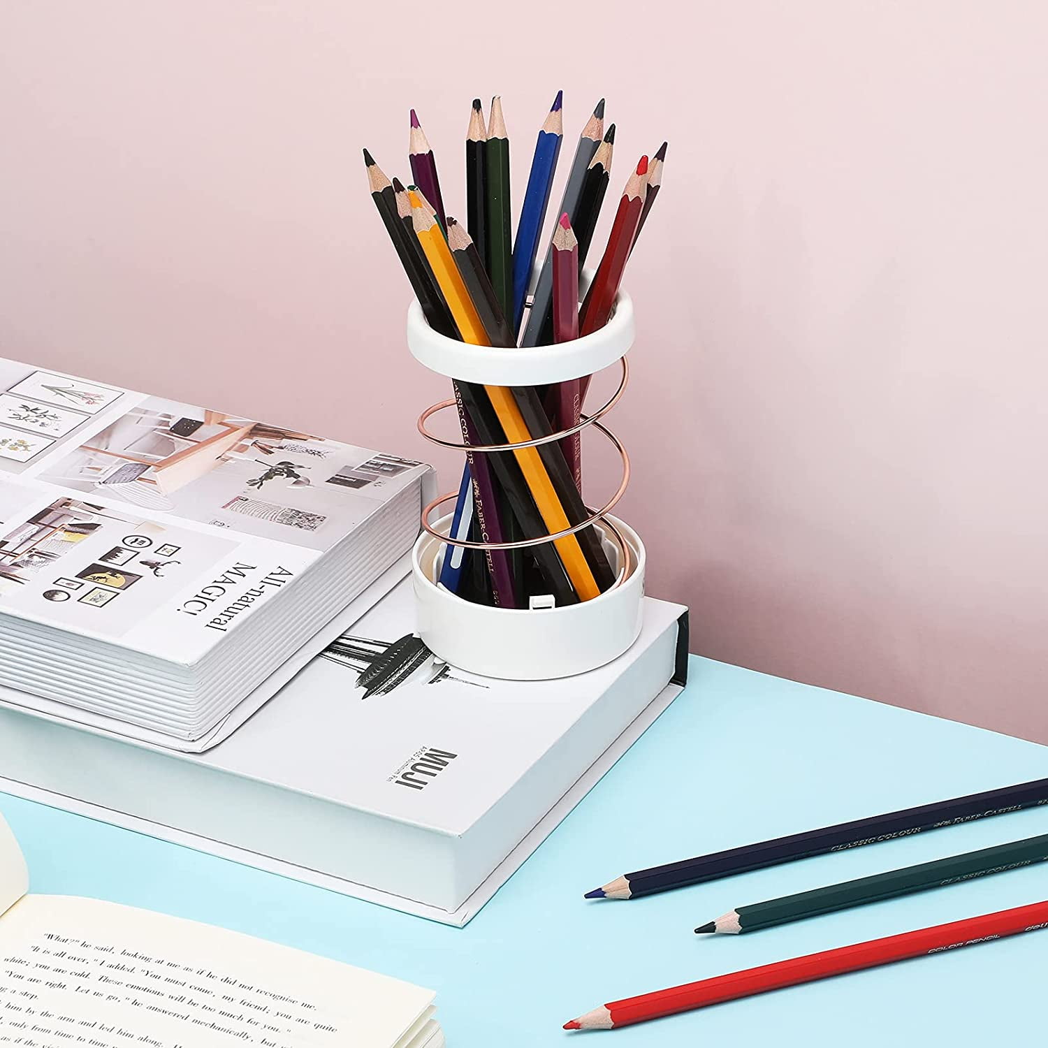 Pen Pencil Telescopic Holder Retractable Pencil Case Rose Gold Metal