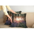thumbnail image 2 of Ambesonne Forest Throw Pillow Cover 2 Pack, Sunrise Woods in Spring, 24", Purple Green, 2 of 7