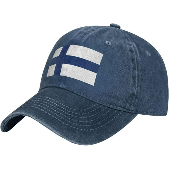Hat Finland Flag Finnish Cowboy hat Men Vintage Baseball Cap Women Trucker Hat Golf Dad Cap Ponytail Hat Black
