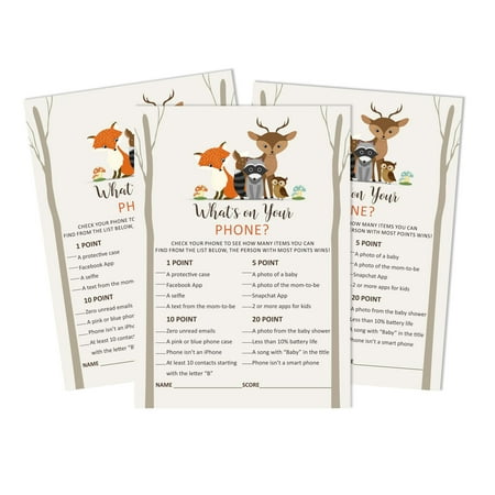 Inkdotpot 50What'sIn Your PhoneBaby Shower GameCards Gender Neutral Activity CardsPartyIdea Jungle Animals Baby Shower Party Supply