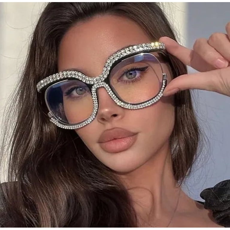 Crystal Clear Rhinestone Bling Glasses | Trendy Eyewear  display picture 2