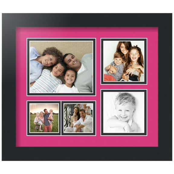ArtToFrames Collage Photo Picture Frame with 1 - 4.5x5.5 and 2 - 3.5x3.5, 2.5x2.5" Openings, Framed in Black with Tulip and Black Mats (CDM-3926-143)