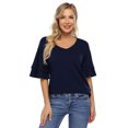 thumbnail image 3 of Women's Ruffle Tunic Top Casual V Neck Shirt Bell Half Sleeve Pullover Blouse Top, 3 of 5