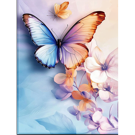 Beautiful Butterfly and Flowers Canvas Wall Art, Suitable for Living Room, Bedroom, Bathroom, Office, and Hallway Decoration.