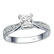 JEENJEWELS Vintage Moissanite White Gold Plated Princess Cut Wedding Ring 1.50 ct. t.w, 925 Silver