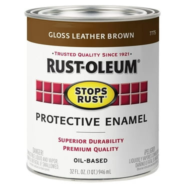Rust-Oleum 7775502-2PK Stops Rust Brush On Paint, Quart 2 Pack, Gloss Leather Brown, 2 Can
