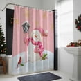 thumbnail image 4 of Christmas Snowman Bathroom Shower Curtain Snowflake Bird Xmas Snowman Pink Snow Scene Waterproof Washable Shower Curtains for Bathtub Bath Decor with Grommets and Hook 66 X 72 Inch, 4 of 8