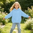 thumbnail image 4 of Wilark Girls Oversized Hoodies Sweatshirts with Pockets Long Sleeve Pullover Fleece Warm Casual Kids Fall Winter Tops Blue 12, 4 of 6