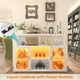 thumbnail image 2 of Aheaplus Bar Cabinet with Power Outlets, Liquor Cabinet with Led Lights and Glass Holder, Storage Buffet Cabinet Coffee Bar Cabinet for Liquor, Wine Cabinet with Racks, RustivBrown, 2 of 14