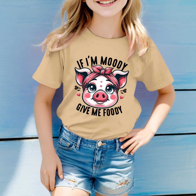 Vêtements pour Filles Imprimé Chemise à Manches Courtes Col Rond Été pour Adolescentes Vêtements Filles 5-6 Ans Mode