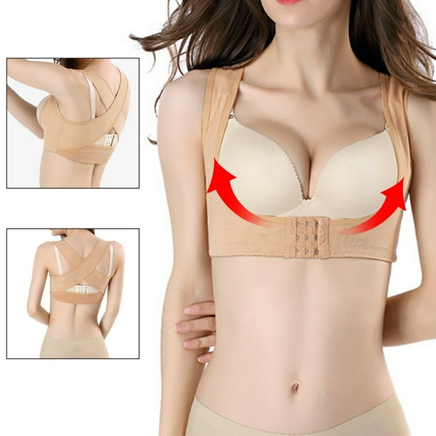 Women Posture Corrector Bra Wireless Back Support Lift Up Yoga Front Closure Bra Size M