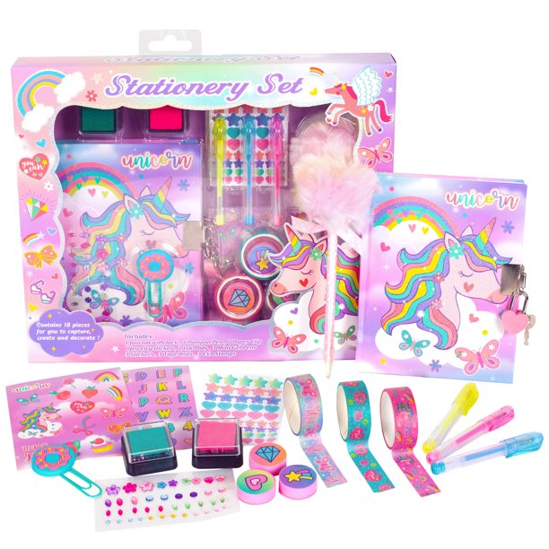 Set de papelería YOYTOO Unicorn con agenda secreta para niñas de 4 a 12 años