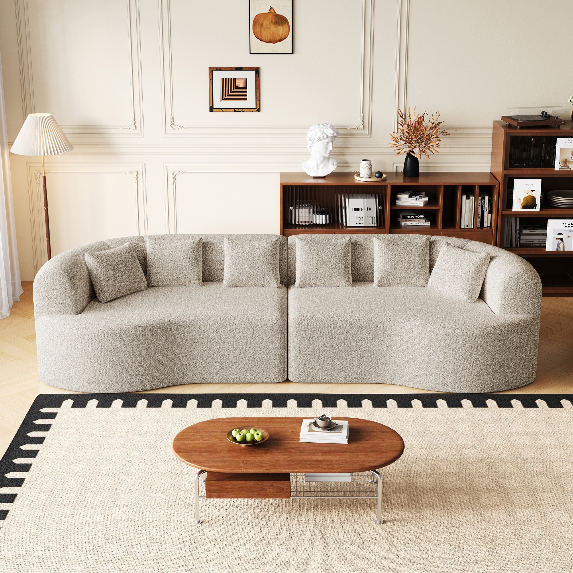 106" Oversized Sectional Sofa,Modern Chenille Memory Foam Sofa Cloud Sofa with Deep Seat & 6 Pillows for Living Room,Light Khaki