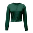 thumbnail image 4 of LEKODE Women Cropped Long Sleeve Button Down Soft Knit Cover Up Lightweight Crew Neck Bolero Shrug Casual Layering Cardigan D L, 4 of 5