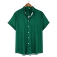 thumbnail image 2 of WTXUE Button-Up Shirts Short Sleeve, Notch Neck Mens Dress Shirts Casual Solid Button Down Shirt Beach Shirt Solid | Workwear for Men Green XXL, 2 of 9