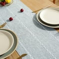 thumbnail image 2 of Wracra Rustic Linen Table Runner Farmhouse Style Table Runners 72 inches Long Embroidered Table Runner with Hand-Tassels for Party, Dresser Decor and Dining Room Decorations (Dusty Blue, 13"×72"), 2 of 6
