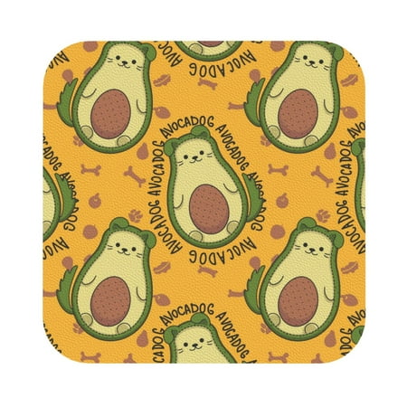 

Bingfone Avocado Dog Personalized Coaster Set 4 For Drinks Coffee Table Bar Beer Wine Cup Coasters 4 Inch