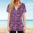 thumbnail image 2 of HAPIMO Women' Plus Size Elegant Blouses V-Neck Tees Casual Loose Fashion Clothes Flower Print Tops Flowy Summer Tops for Women Dressy Tunic Hot Pink S, 2 of 9