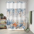 thumbnail image 6 of No Hook Shower Curtain, Blue Coastal Shower Curtains for Bathroom with See Through Top Window, Summer Beach Starfish Weeping Eucalyptus Vintage Waterproof & Washable Bath Curtain Extra Long 72"x96", 6 of 9