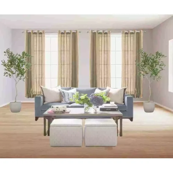 1 Piece Window Curtain MG Silky Shiny Faux Silk Solid Sand Taupe Semi Transparent 6 Grommets 52" wide X 84" length