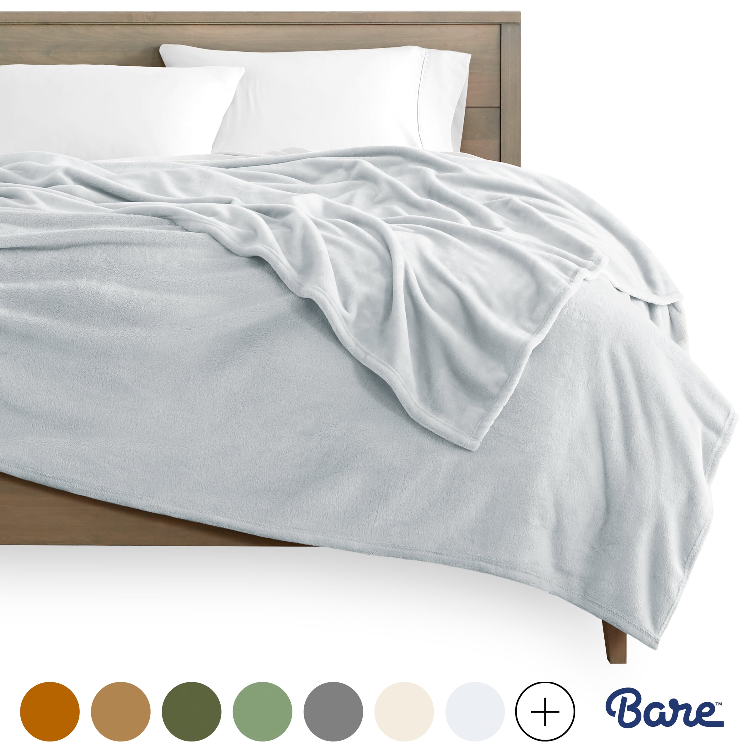 Bare Home Ultra Soft Microplush Fleece Blanket (Throw/Travel, Blue Mist)