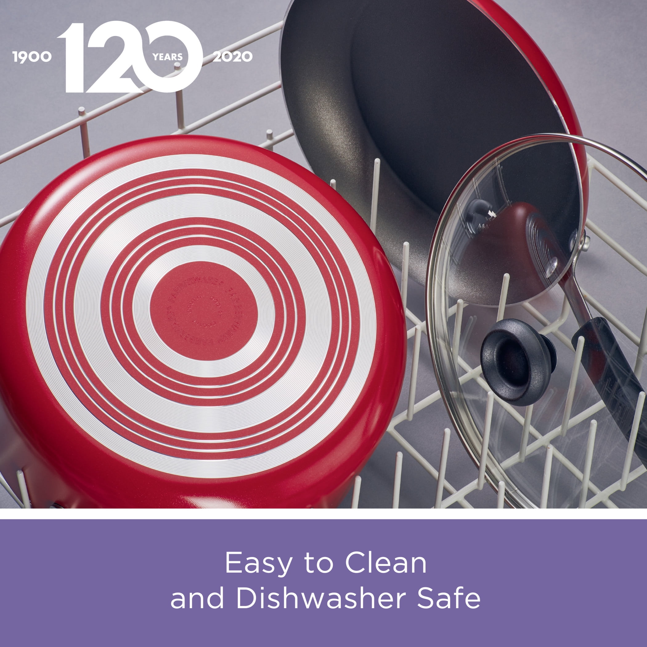 Farberware 3-Piece Easy Clean Aluminum Non-Stick Frying Pans & Skillet Set, Red